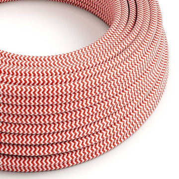 Textilkabel 3x0.75mm / Weiss-Rot zickzack